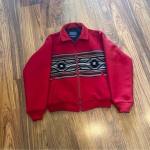 Pendleton Men's Red Zip-Up Sweater with Pattern